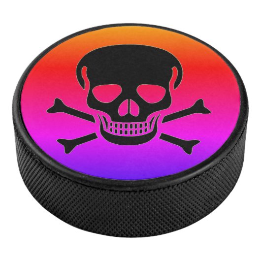 Zwarte Schedel neon hockey puck (3/4)