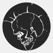 Zwarte schedel Punk ronde Sticker (Voorkant)