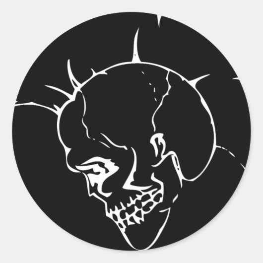 Zwarte schedel Punk ronde Sticker (Voorkant)