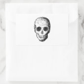 Zwarte schedel. rechthoekige sticker (Tas)
