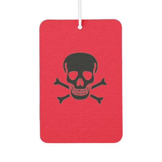 Zwarte Schedel rode auto luchtverfrisser (Voorkant)