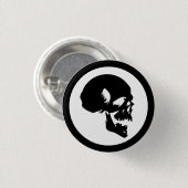 Zwarte schedel ronde button 3,2 cm (Voorkant /achterkant)