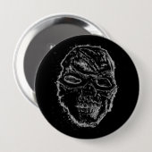 Zwarte schedel ronde button 4,0 cm (Voorkant /achterkant)