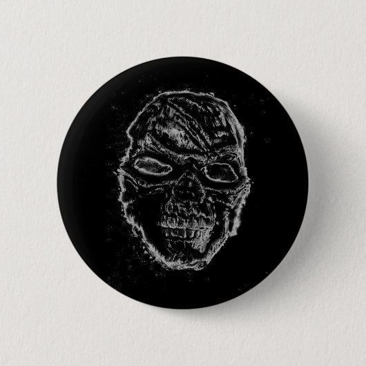 Zwarte schedel ronde button 5,7 cm (Voorkant)
