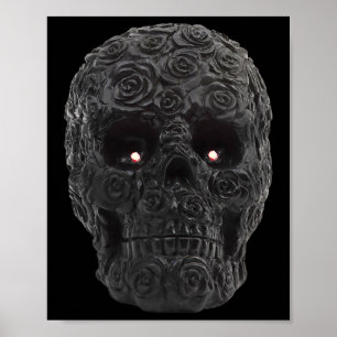 Zwarte schedel Rozen Gotische Bloemen Halloween Ko Poster
