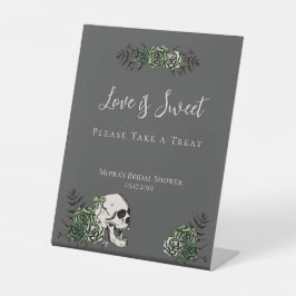 Zwarte Schedel Rozen Ierse Trouw Bruiloft Favoriet Reclamebord Met Voetstuk