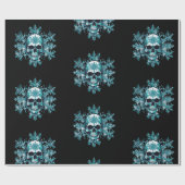 Zwarte schedel sneeuwvlok Kerstmis inpakpapier (Vlak)