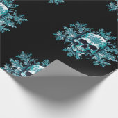 Zwarte schedel sneeuwvlok Kerstmis inpakpapier (Hoek)