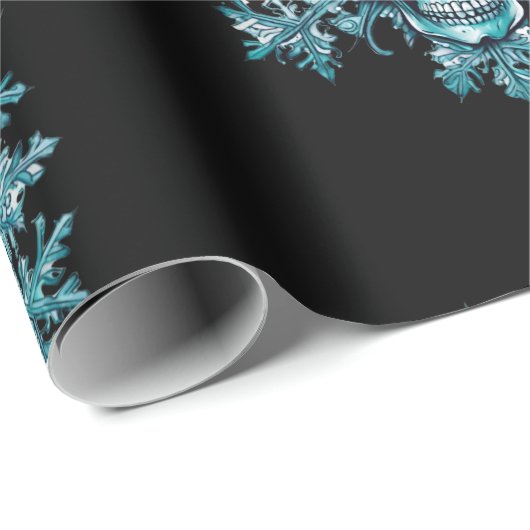 Zwarte schedel sneeuwvlok Kerstmis inpakpapier (Rol Hoek)