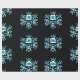 Zwarte schedel sneeuwvlok Kerstmis inpakpapier