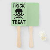 Zwarte Schedel Trick Treat groene rechthoekige han Handwaaier (Voorkant en achterkant)