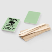 Zwarte Schedel Trick Treat groene rechthoekige han Handwaaier (Niet-gemonteerd)
