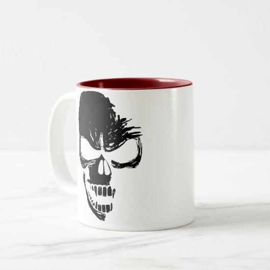 Zwarte schedel tweekleurige koffiemok (Voorkant links)