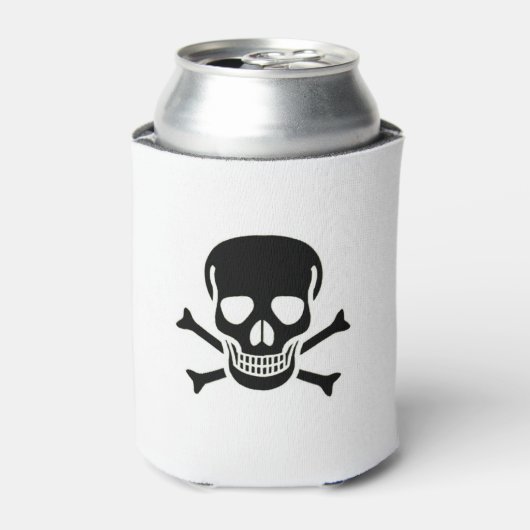 Zwarte Schedel witte blikken koeler 2 zijden (Blikje Voorkant)