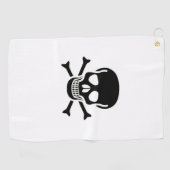 Zwarte Schedel witte golfspons Golfhanddoek (Horizontaal)