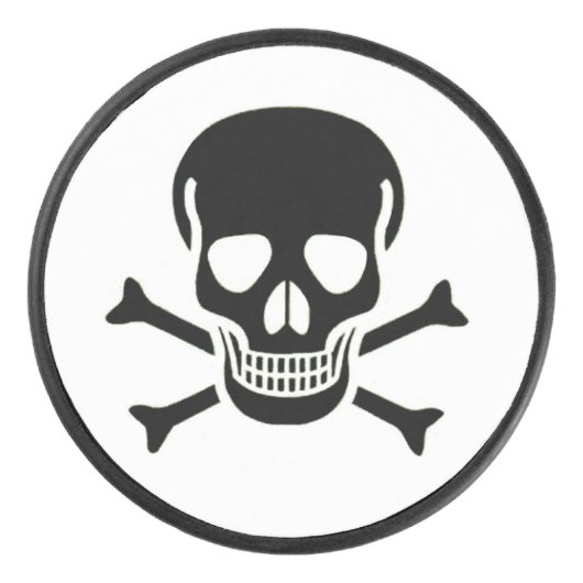 Zwarte Schedel witte hockey puck (Voorkant)