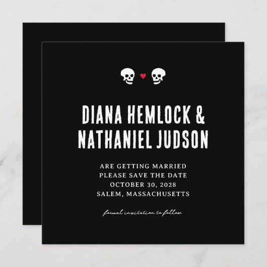Zwarte Schedels Goth Reddingsdatum Save The Date (Voorkant / Achterkant)