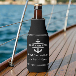 Zwarte scheepsstijl Welkom aan boord Bootnaam Anke Flesjeskoeler