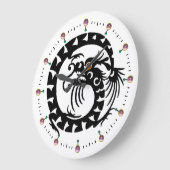 ZWARTE SCHERM DRAGON WHITE, PINK GEMSTONES Fantasy Grote Klok (Hoek)