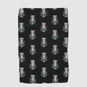 Zwarte schijf golfhanddoek met zwembad