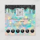 Zwarte schijven 6 Punks QRCodeLogo Hair Holograaf Vierkante Visitekaartje (Achterkant)