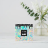 Zwarte schijven 6 Punks QRCodeLogo Hair Holograaf Vierkante Visitekaartje (Staand voorkant)