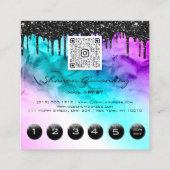 Zwarte schijven 6 Punks QRCodeLogo Hair Nail Roze Vierkante Visitekaartje (Achterkant)