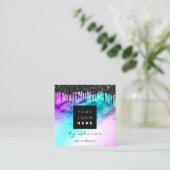 Zwarte schijven 6 Punks QRCodeLogo Hair Nail Roze Vierkante Visitekaartje (Staand voorkant)