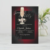 Zwarte schijven, glas, Rozen, rode Brunch en bubbe Kaart (Staand voorkant)