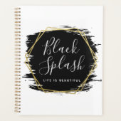 Zwarte schilderlijn & moderne gouden geometrische  planner (Voorkant)