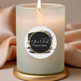 Zwarte schilderlijn & moderne gouden geometrische  ronde sticker