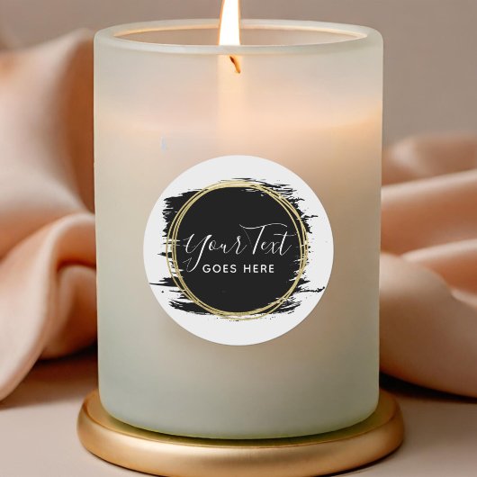 Zwarte schilderlijn & moderne gouden geometrische ronde sticker