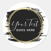 Zwarte schilderlijn & moderne gouden geometrische ronde sticker (Voorkant)