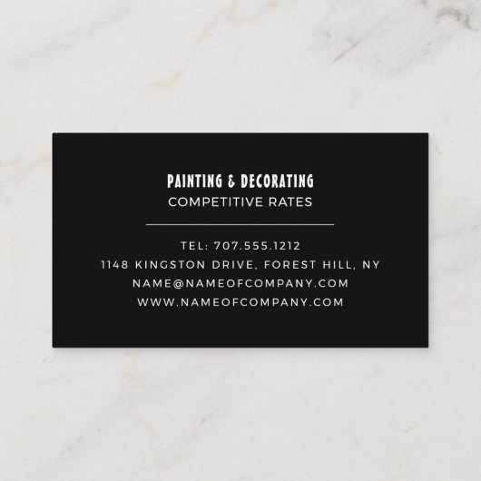Zwarte schilderlijn, schilder en decorator visitekaartje (Achterkant)