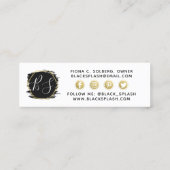 Zwarte schilderslag en modern goud met sociale inv mini visitekaartje (Achterkant)