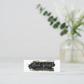 Zwarte schilderslag en modern goud met sociale inv mini visitekaartje (Staand voorkant)