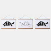 Zwarte schildpad hangend wandkleed (Driedubbel)