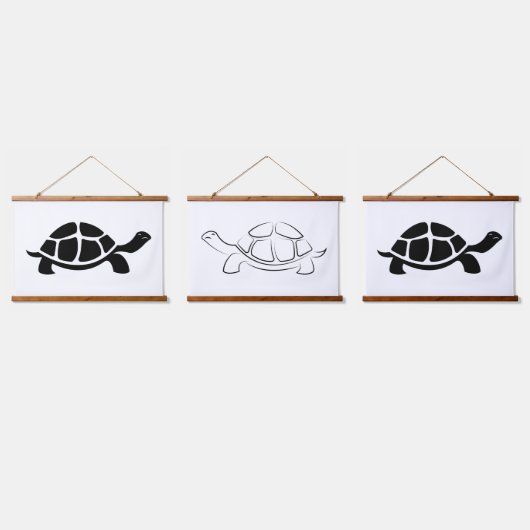 Zwarte schildpad hangend wandkleed (Driedubbel)