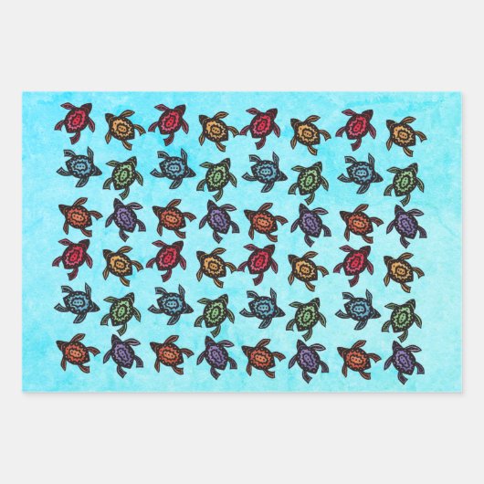 Zwarte schildpadden Abstracte kleurrijke markering Inpakpapier Vel (Voorkant 3)