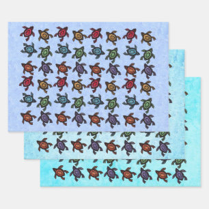 Zwarte schildpadden Abstracte kleurrijke markering Inpakpapier Vel
