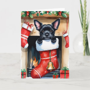 zwarte Schipperke Dog Christmas Wenskaart Kaart