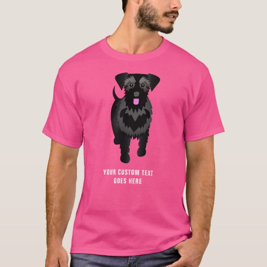 Zwarte Schnauzer aangepaste tekst T-shirt (Voorkant)