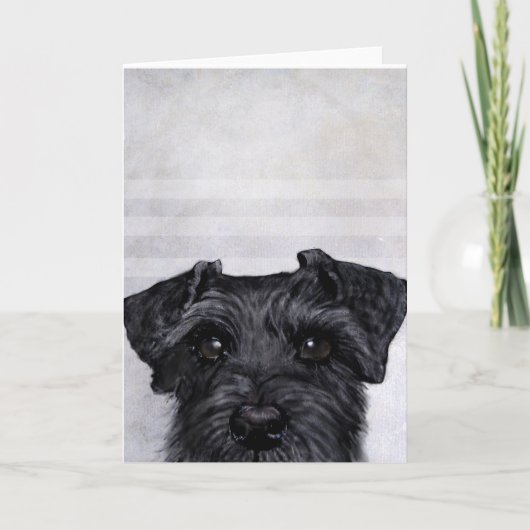 Zwarte schnauzer origineel schilderij en ontwerp kaart (Voorkant)