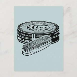 Zwarte schoen polish tin briefkaart