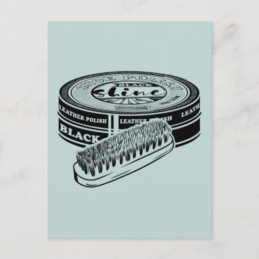 Zwarte schoen polish tin briefkaart (Voorkant)
