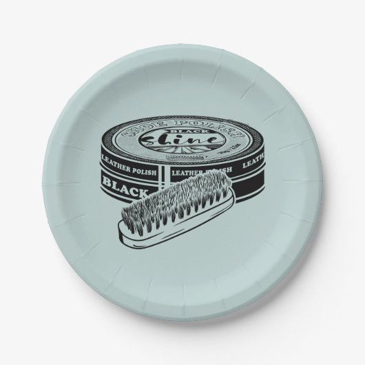 Zwarte schoen polish tin papieren bordje (Voorkant)