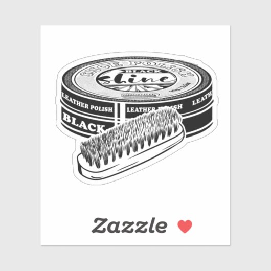 Zwarte schoen polish tin sticker (Vel)