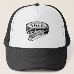 Zwarte schoen polish tin trucker pet