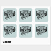 Zwarte schoen polish tin vierkante sticker (Vel)