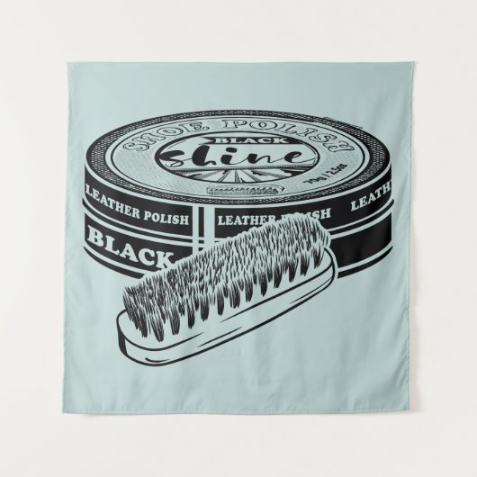 Zwarte schoen polish tin wandkleed (Voorkant)